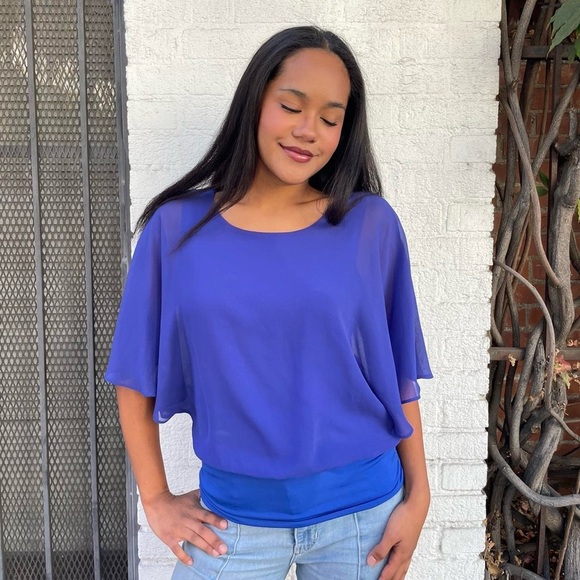 Y2K Boston proper sheer party chiffon blouse sz xs - Picture 1 of 6